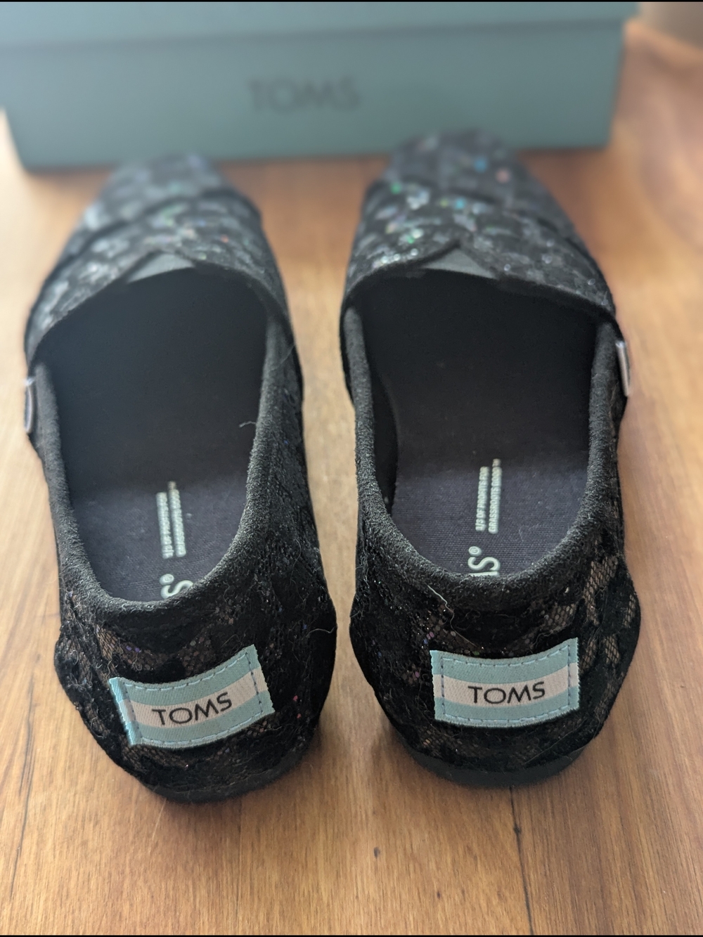 ✨NEW!!!✨TOMS Alpargata🐈‍⬛ Black Cat Felt Sequin Slip-On Flats Women - Picture 7 of 10